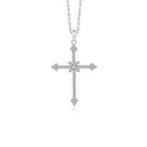 반짝반짝 대학생 데일리패션 실버 큐빅 십자가 목걸이