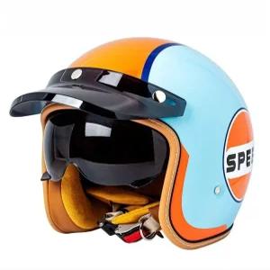 헬멧 레트로 바이크고글 커플 로얄 스트라이프 라인 스쿠터 오픈페이스 클래식