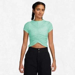[나이키]NSW 칠 니트 여성 타이트 반팔 크롭 모크넥 탑 HV2507-353 2481852