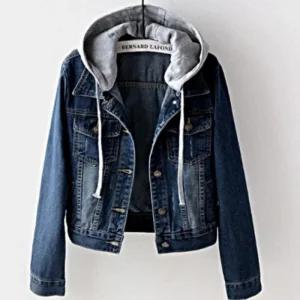 데일리 후드 탈부착 자켓 절개 데님 청자켓 사선 (49cvp)