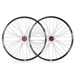 RNINGO 산악 자전거 휠셋 26/27.5/29인치, 초경량 알루미늄 합금 림 32H 디스크 브레이크, 퀵 릴리즈 및 스루 액슬 브레이크 MTB 휠셋, 호환되는 8-11 스피드 카세트 레드