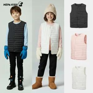 [백화점 출고] 네파키즈 구스 다운 남아 여아 크로싱 패딩 베스트 조끼 경량 자켓 점퍼