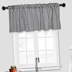 고품질 체크 바란스 커튼 106x45cm 블랙 발란스커튼 주방창문 (WE74F03)