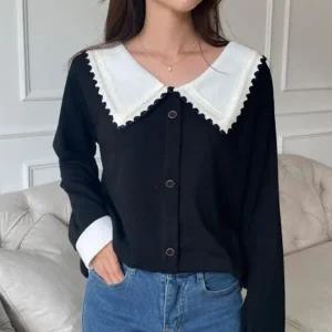 [하프클럽/]배색 카라 레이어드 긴팔티 310O677S 빅사이즈 여성