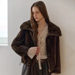 [MAXZA] 윙카라 페이크 퍼 집업 자켓