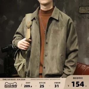 스웨이드 자켓 재킷 가죽 점퍼 세무 잠바 Tangshi 겨울 코트 모조 두꺼운 남성 셰르파 옷깃 작업복