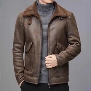 스웨이드 자켓 재킷 가죽 점퍼 세무 잠바 남성 코트 중년 겨울 기모 캐주얼 아빠 착용