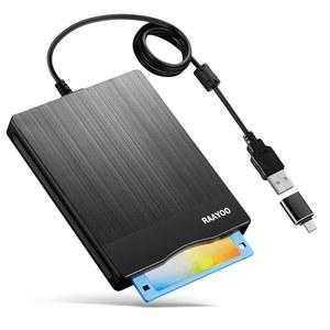 RAAYOO 플로피 디스크 리더, 외장 휴대용 USB A/C 3.5인치 드라이브(Windows 11/10, 3.5인치, 브러시드 스트라이케이션