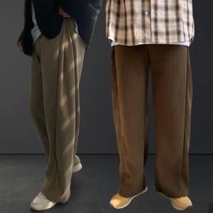 비비오 [기모O/기모X] 사이드 셔링 핀턱 벌룬 커브드 스웨트 팬츠 (4color) 밴딩 통큰 와이드 코듀로이 바