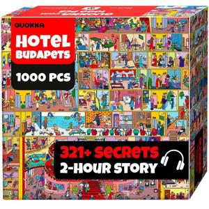 성인 및 청소년을 위한 쿼카 1000피스 퍼즐 숨겨진 비밀과 오디오 스토리가 있는 호텔 와일드럭스 직소 트위스트로 집중력과 휴식을 디테일한 비주얼 게임 FSC 인증 획득