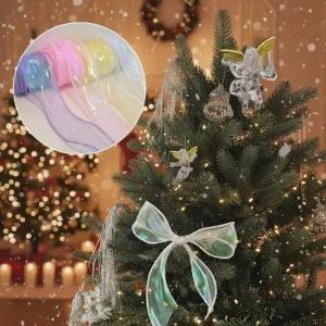 크리스마스 트리 리본 롤끈 오너먼트 꾸미기 홀로그램 쉬폰 오간자 리본끈 선물 소품