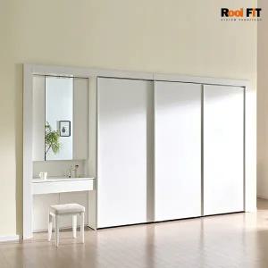 화이트매트 슬라이딩 화장대 붙박이장_300cm (10자)