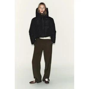 [정품] 자라 자켓 데일리 야상 아웃터 ZARA 후드 워터프루프 방풍 숏 아노락 - 블랙