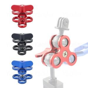 CNC 금속 트리플 볼 클램프 수중 암 다이빙 브래킷 사진 토치 조명 나비 클립 마운트 3 홀