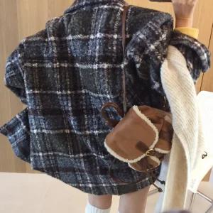 버터 원포켓 오버핏 덤블 부클체크 겨울 남방자켓 (4color)