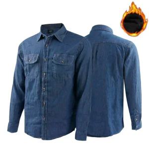 마마로 빅사이즈 남성 기모 겨울 셔츠 데님 작업복 청남방