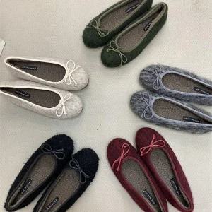 뽀글이 플랫슈즈 체크 퍼안감 스트랩 스웨이드 털단화 밴딩 단색 한슈 양털 단화