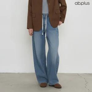 [ab.plus] 워싱 밴딩 와이드 데님 팬츠 (LSA1MP38A)