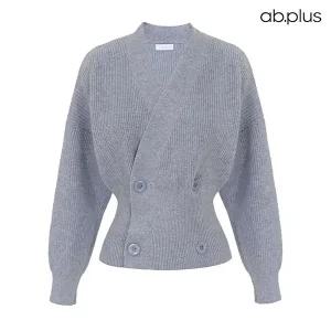 [ab.plus] 사선 브이넥 단추 포인트 니트 가디건 (LSA1MY33A)