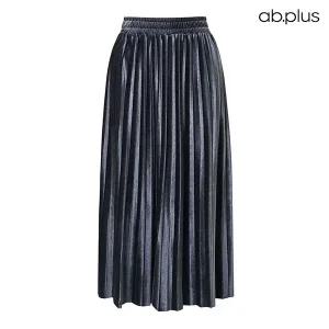 [ab.plus] 벨벳 주름 포인트 플리츠 스커트 (LSZ4MS35A)