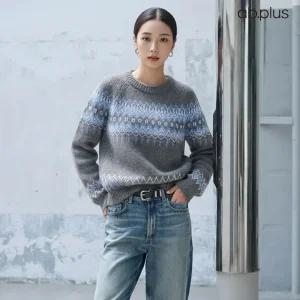 [ab.plus] 윈터 노르딕 패턴 니트 (LSA1MW33A)