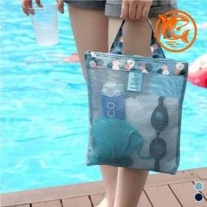 [콩심팥심]토트백 비치 가방 들 정리용 수영용 물놀이 메쉬백 버킷백