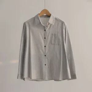 [66-100] 스터 스트라이프 포켓 버튼 남방