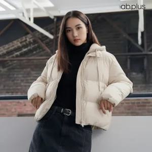 [ab.plus] 후드넥 집업 레이어드 패딩 점퍼 (LSA1MU31A)