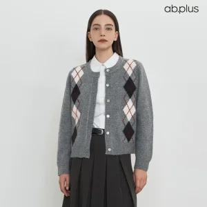 [ab.plus] 울 블랜드 아가일 니트 가디건 (LSA1MY32A)