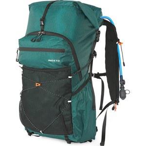 IX INOXTO 남녀 하이킹 백팩, 3L 워터 블래더 및 레인 커버가 있는 30L 방수 캠핑 가벼운 야외 스포츠 여행용 데이팩 등산용 배낭 (다크 그린)