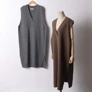 빅사이즈 110 심플브이넥니트원피스 DPEF445