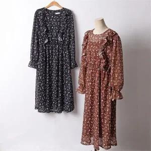 빅사이즈 109 쉬폰프릴잔꽃롱원피스 DBEF360