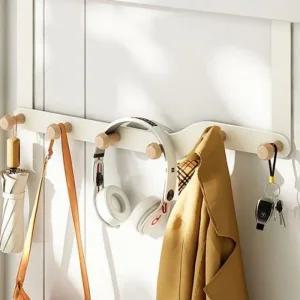 디자인 벽걸이 심플 공간 옷걸이 행거 원목 단추 문에거는 벽옷걸이 6구 도어 활용