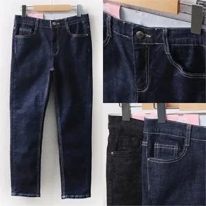 빅사이즈 여성 스티치 베이직 청 팬츠 H213011