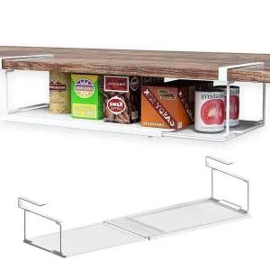 [골드스마일]주방 정리 걸이 선반 길이조절 화이트 컵거치대 그릇정리대