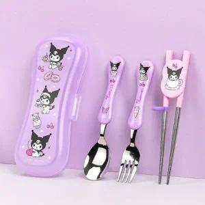 캐릭터 스텐 수저 케이스 4P 세트 여행 휴대용 포크 만두