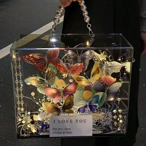 플라워 아크릴 꽃 상자 박스 꽃상자 안내판 꽃집 핸드플라워