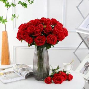 크리스마스 인공 실크 로즈 축제 장식 분재 테이블 웨딩 화환 신부 부케 야외 야드 정원 DIY 선물 상자