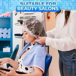 300/100/개 고강도 탄성 고 일회용 샤워 캡  투명 플라스틱 여행 미용실 머리 염색  헤어 케어 수영 목욕