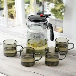 [골드스마일]차포트 루이스 버튼 찻잔세트 다기세트 찻집카페예쁜4인 차우리기