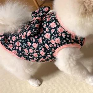 강아지 할매 레트로 장미 김장조끼 S에서 2XL 애견의류 반려견 겨울 조끼