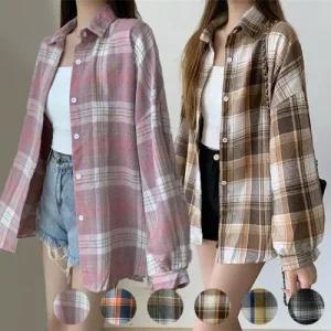 무드인피치 루즈핏 체크셔츠 6color