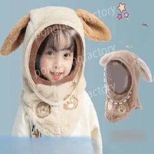 어린이 겨울 일체형 마스크 모자와 아동모자 방한 스카프 겨울모자 가리개 얼굴 귀달이