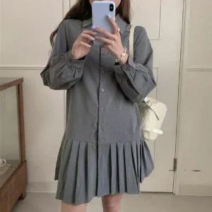 [하프클럽/]유니크플리츠 남방 미니사이즈 미니드레스