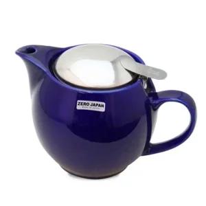 차주전자 도자기 라운드티포트 450ml 마린블루 티팟 심플티포원 거름망주전자