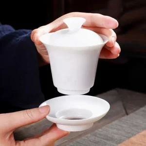 도자기다관  순수  마음휴식 도자기 개완 백자 뚜껑 다기 찻잔 도자기숙우