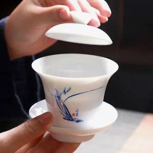 도자기다관 순수 마음휴식 도자기 개완 백자 뚜껑 다기 개합잔 도자기숙우