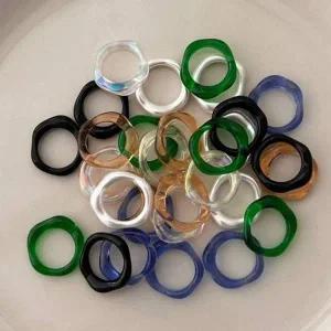 [골드스마일]아크릴 기본 컬러 오목 물결 모던 진주 오로라 반지