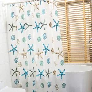 [골드스마일]그래픽 공간분리 샤워가림막 반투명 조개 디자인 욕실 커튼