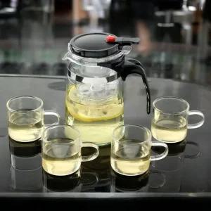 내열유리 드롭형 티팟+4인 찻잔세트 티메이커 (WFFLZ0U)